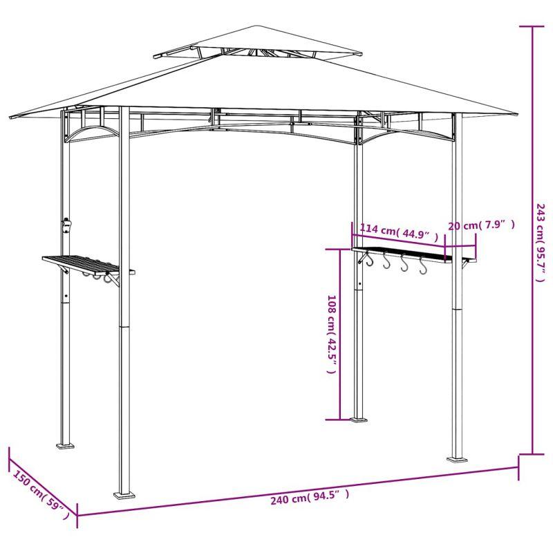 Anthracite Steel BBQ Gazebo with Side Shelves and Durable Roof