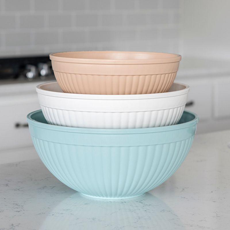 Earth-Tone 3-Piece Melamine Mixing Bowl Set