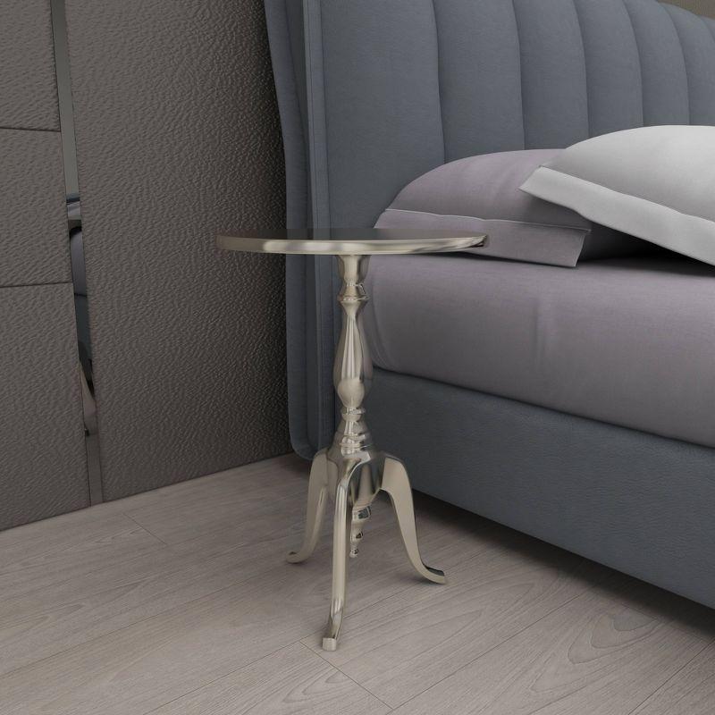 Metal Pedestal Table Silver - Olivia & May: Round Aluminum Side, Curved Legs, Traditional Style