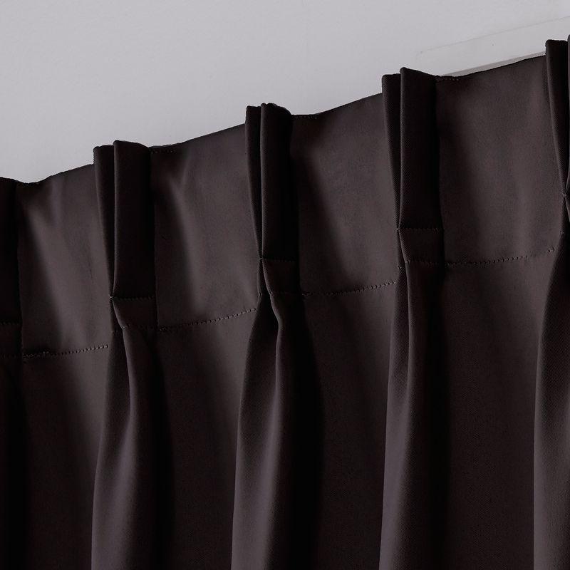 Set of 2 84"x52" Sateen Pinch Pleat Woven Blackout Back Tab Window Curtain Panel Brown: Thermal Insulated, Room Darkening