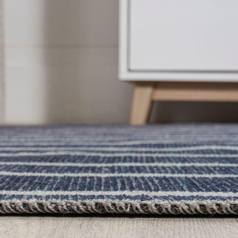 5' x 8' Rand Distressed Ticking Stripe Machine-Washable Area Rug, Navy/Ivory - JONATHAN Y