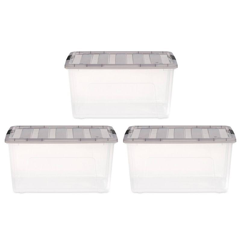 72 Qt./18 Gal. Plastic Storage Boxes with Latching Lids in Clear