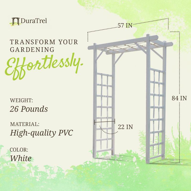 Dura-Trel Elmwood Arbor, 57 by 84 Inch PVC Patio Garden Arch, Outdoor Lattice Frame Decoration or Trellis for Climbing Plants