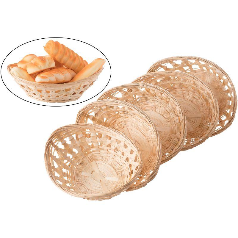 Vintiquewise Set of 5 Natural Bamboo Oval Storage Bread Basket Storage Display Trays