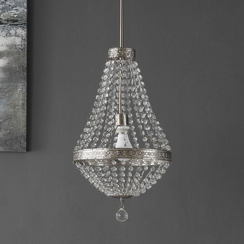 Contemporary Shirley Grand Nickel & Crystal 26" Pendant Light