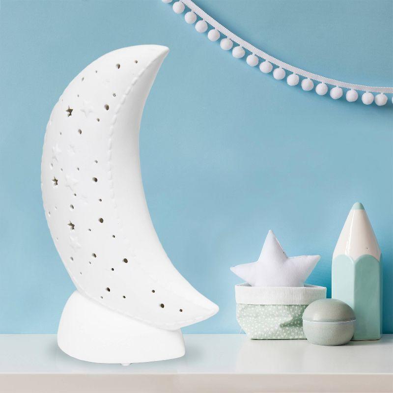 Porcelain Moon Shaped Table Lamp White - Simple Designs: Ceramic, ETL Listed, No Assembly Required