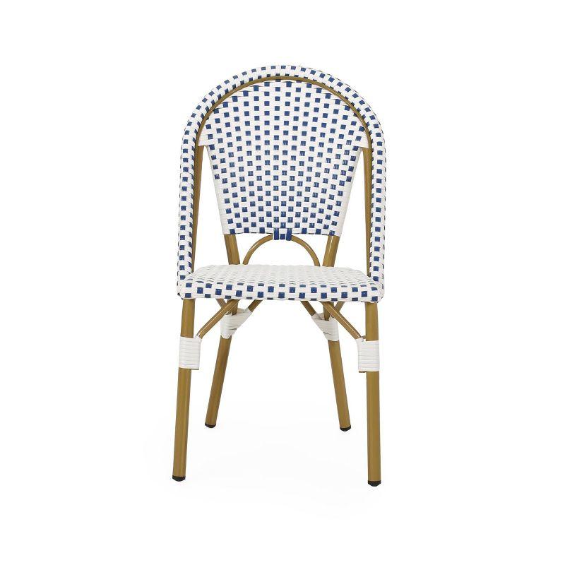Christopher Knight Home Elize 4pk Outdoor French Cafe Chairs - Blue/White/Bamboo