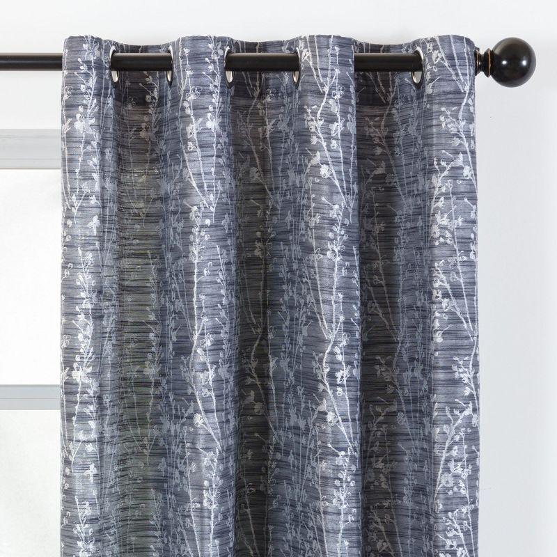 Chanasya 2pk Jacquard Floral Partial Room Darkening Grommet Window Curtain Panels - Set of 2 - 52 x 84 Inches Long - Dark Blue
