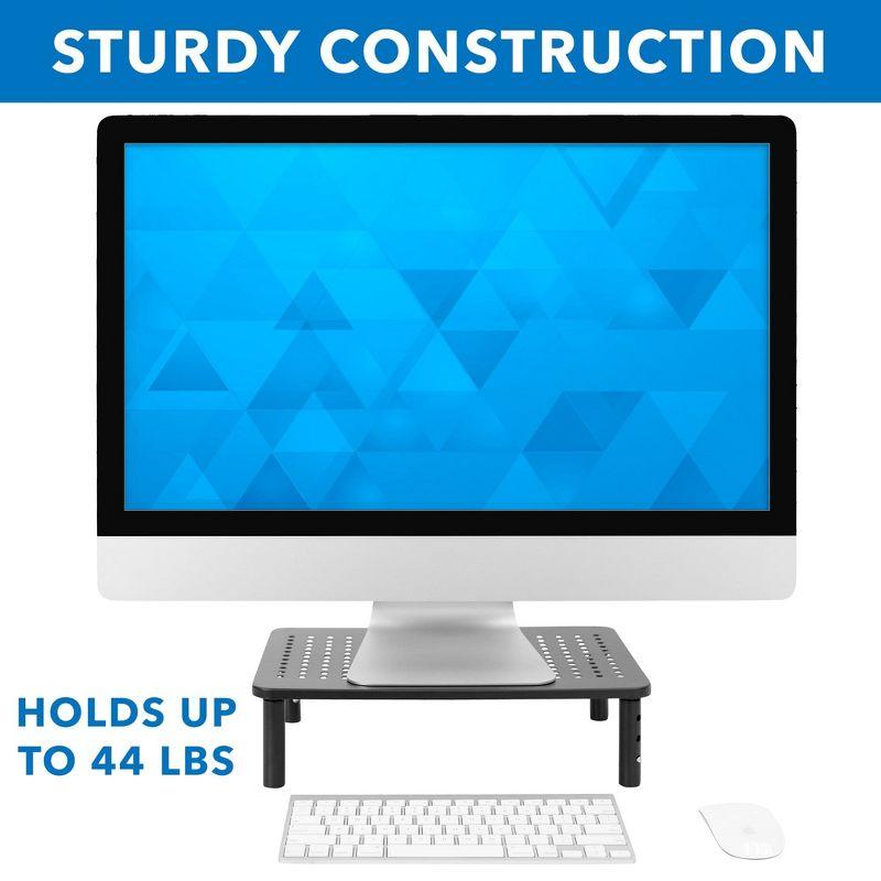 Mount-It! Height Adjustable Single Monitor Riser | Metal Mesh Computer Screen Platform | Desktop Riser for Laptop Monitor & Printer | 44 Lbs. Capacity