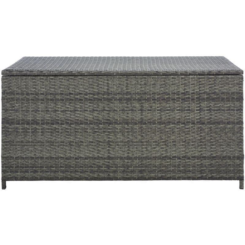 Oliveira Outdoor Cushion Deck Box - Grey Brown/White Cushion - Safavieh