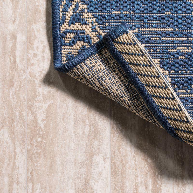 4'x6' Tuscany Ornate Medallions Indoor/Outdoor Area Rug, Navy/Beige - JONATHAN Y