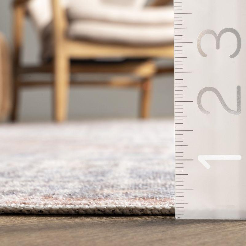Nuloom 6 Square Machine Washable Rain Haven Vintage Medallion Indoor Area Rug, Peach Non-Slip Backing, Stain Resistant,  BedroomLiving Room, Kitchen