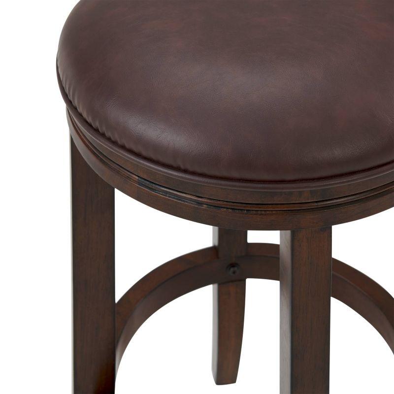 Distressed Walnut 24.5" Backless Counter Stool with Linen Upholstered Seat