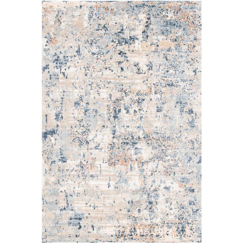 Cream and Beige Abstract Hand-knotted Wool Area Rug