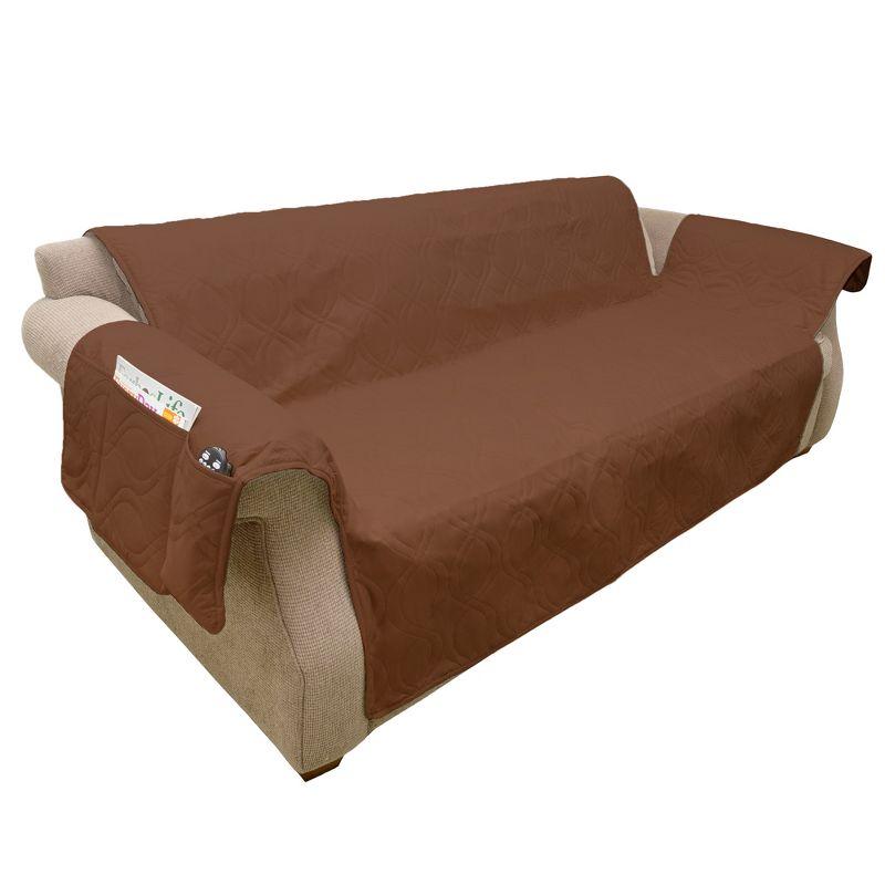 Couch Slipcover for Dogs and Cats - 100-Percent Waterproof and Washable - 3-Cushion Pet Sofa Furniture Cover with Non-Slip Straps by PETMAKER (Brown)