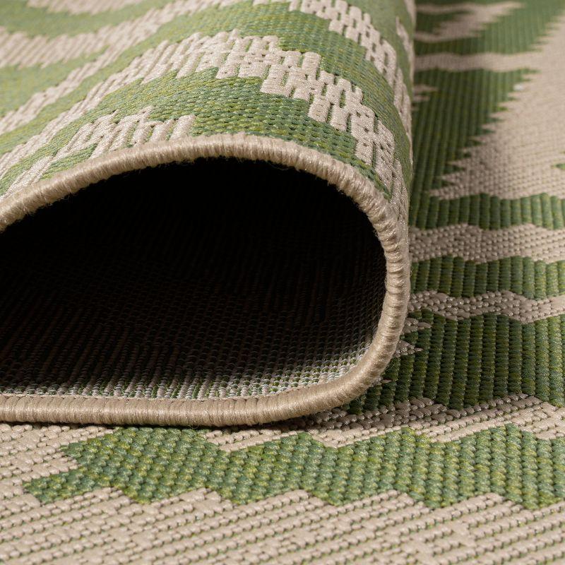 2'x10' Sintra Diamond  Indoor/Outdoor Runner Rug, Green/Cream - JONATHAN Y