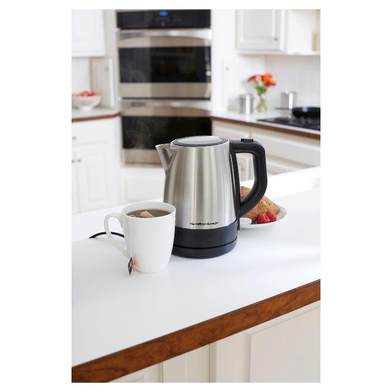 Hamilton Beach 1L Electric Kettle - Stainless 40978: Water Boiler, Overheat Protection, Cordless, Automatic Shut-Off