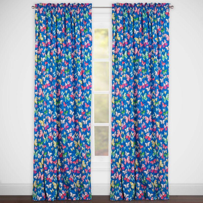 Brilliant Butterflies Polyester Semi Sheer Curtain Panel