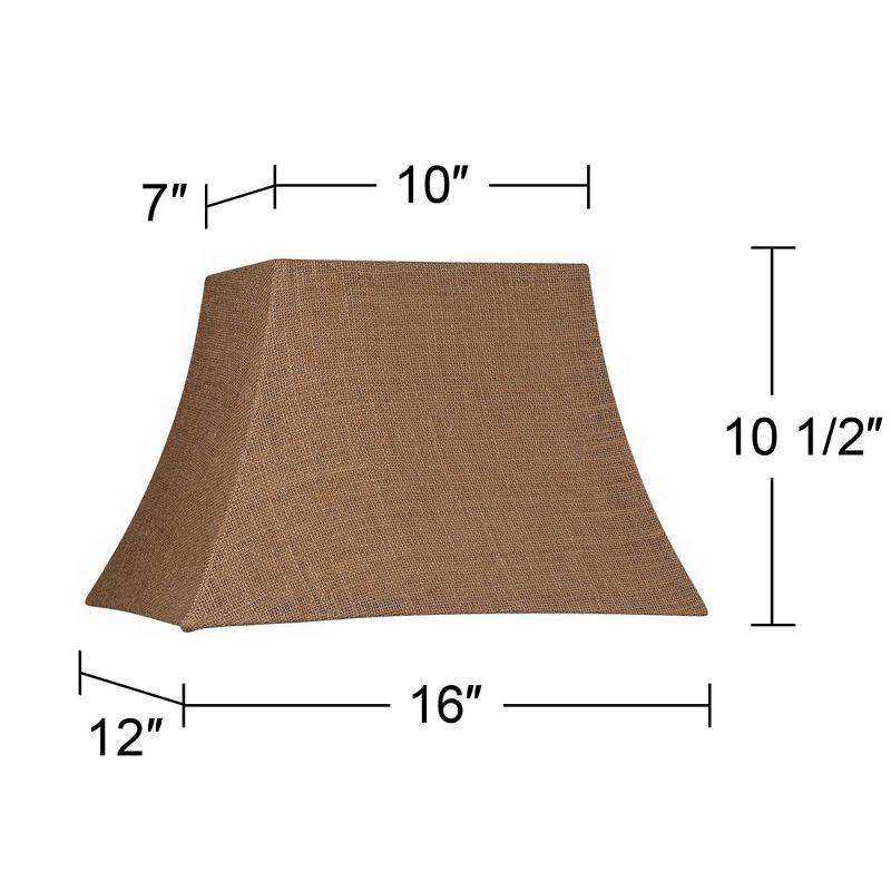 Springcrest Set of 2 Rectangular Lamp Shades Natural Medium 10" Wide x 7" Deep at Top 16" Wide x 12" Deep at Bottom 10.5" High Spider Harp Finial