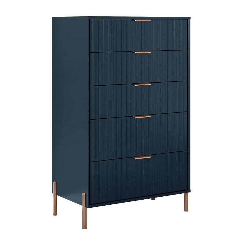 Festivo 4pc Modern Elegance Bedroom Chest and 6 Drawer Dresser and 3 Drawer Nightstands Set Navy