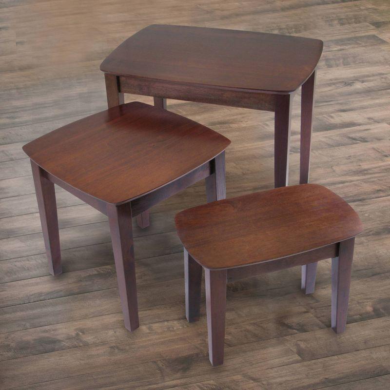 3pc Bradley Nesting Table Set - Antique Walnut - Winsome: Wood Frame, Living Room Accent Tables