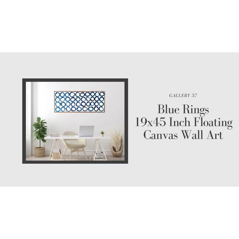 Blue Rings Abstract 19x45 Inch Floating Canvas Wall Art with Gold Frame