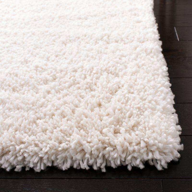 Ivory Square Shag Synthetic Easy Care Area Rug