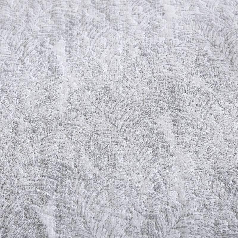 Tommy Bahama Distressed Water Leaves Grey Cotton Reversible Quilt Set