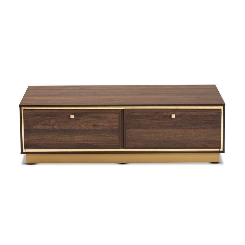 Cormac Wood and Metal 2 Drawer Coffee Table - Baxton Studio