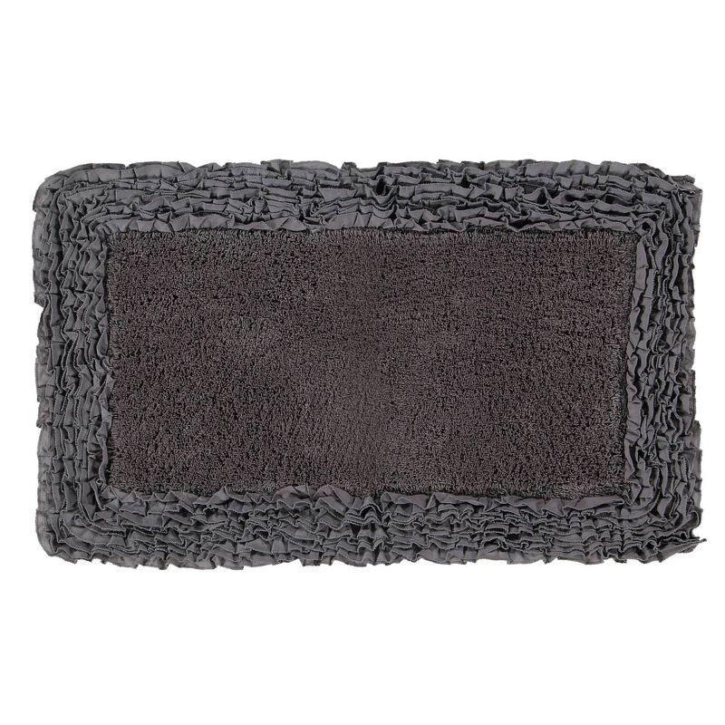 Cozy Cotton Shaggy 21"x34" Bath Rug with Ruffle Border - Gray