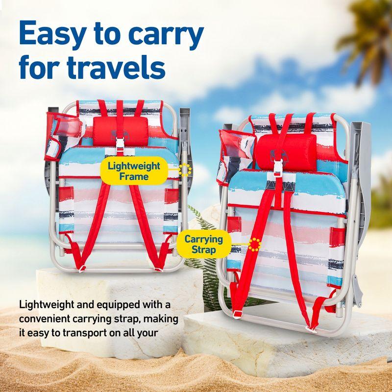 Banana Boat 2-Pack Lightweight Backpack 5-Position with Lay Flat Folding Beach Chair – with FREE Thermal Drink Sleeve for Cold Drinks