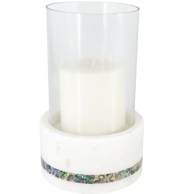 Anaya Mother Of Pearl Marble 7.63'' H Marble Tabletop Hurricane