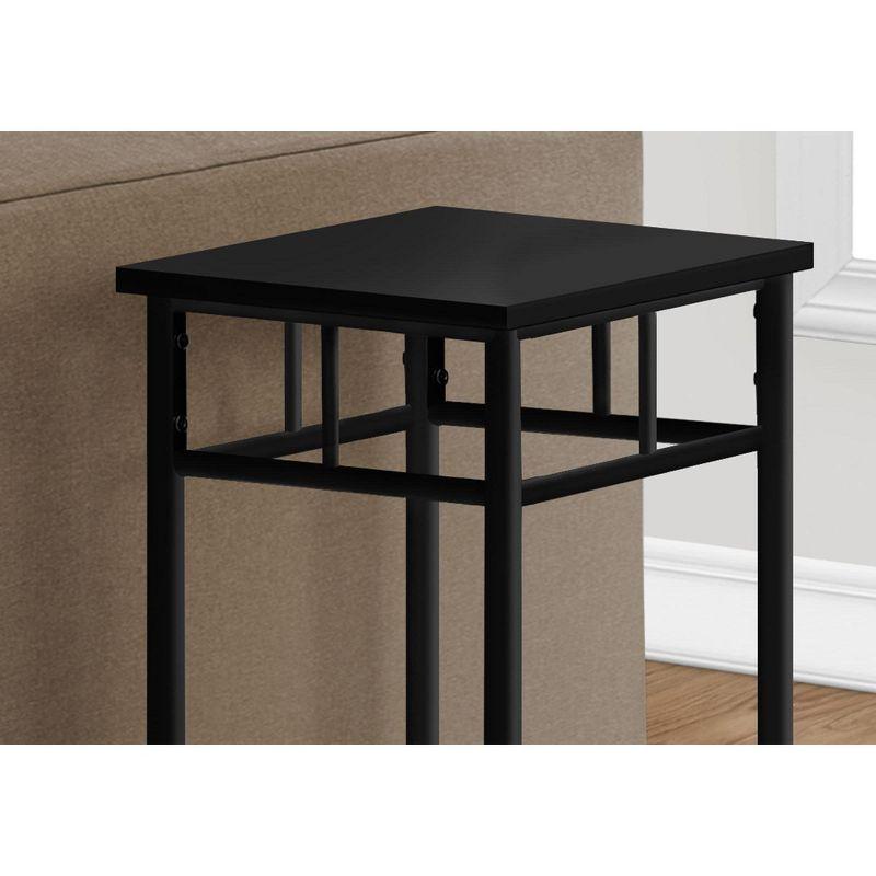 Monarch Specialties Accent Table Side End Plant Stand Square Living Room Bedroom Metal Laminate Black Contemporary Modern