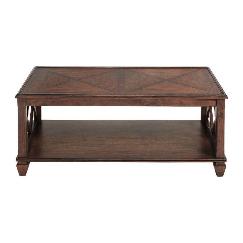 45" Bridgton Wood Coffee Table Cherry - Alaterre Furniture: Mid-Century Modern, Lower Shelf