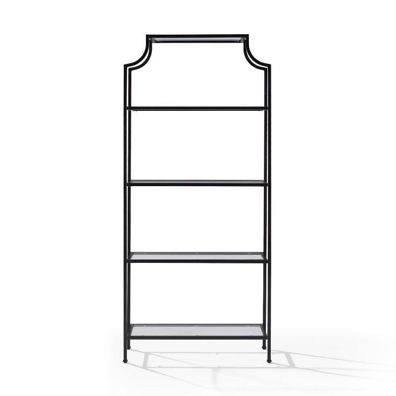 80" Aimee Glass Etagere Oil Rubbed Bronze - Crosley: Sturdy Steel Frame, 4 Fixed Shelves