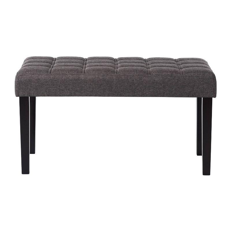 California Fabric Tufted Bench Dark Gray - CorLiving: Entryway, Living Room, Foam Padded, Wood Legs