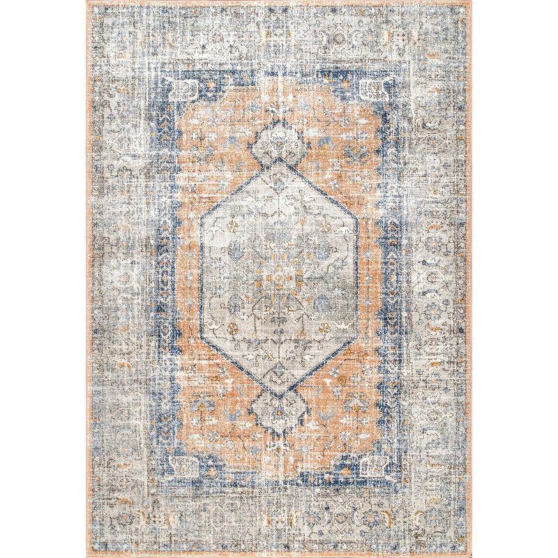 Nuloom Jacquie Medallion 6 Square Indoor Area Rug for Living Room Bedroom Dining Room Kitchen, Peach/Beige