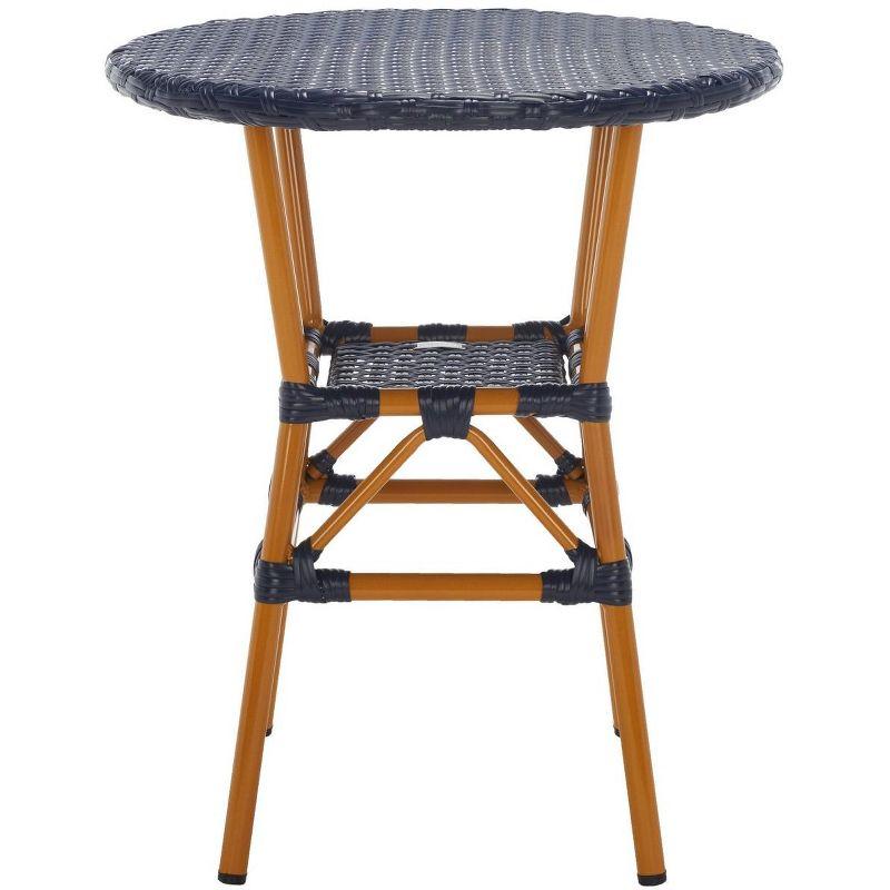 Navy Faux Rattan and Aluminum Bistro Table, 24"