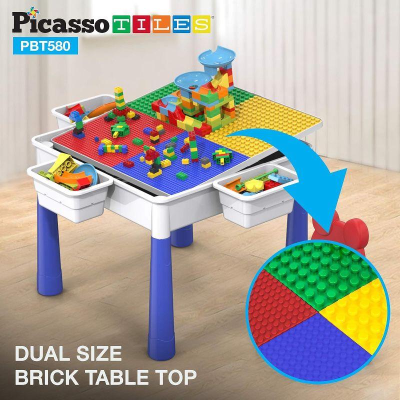 PICASSO-TILES Bricks Building Blocks with Marble Run 581PCS, Activity Table and Chair for Kids, Construction STEM Educational Toy