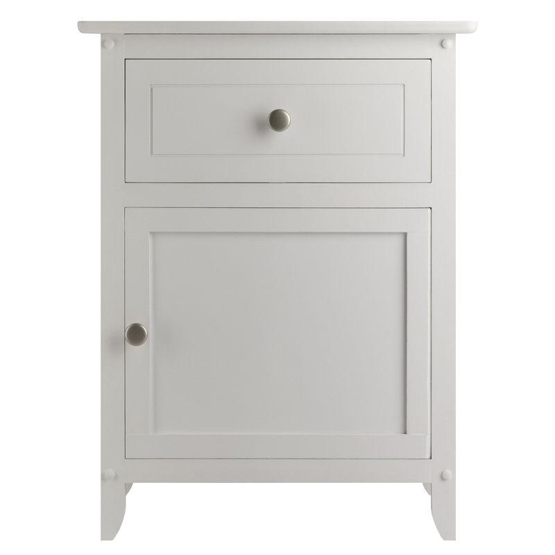 Eugene Transitional White Wood Nightstand with Drawer and Cabinet