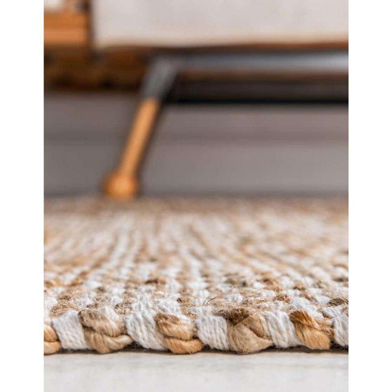 Handmade Braided Jute and Cotton 3' 3" x 5' 1" Area Rug in Natural Brown