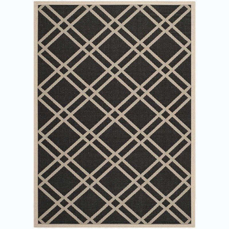 Safavieh Courtyard 5'3" x 7'7" Black and Beige Synthetic Area Rug