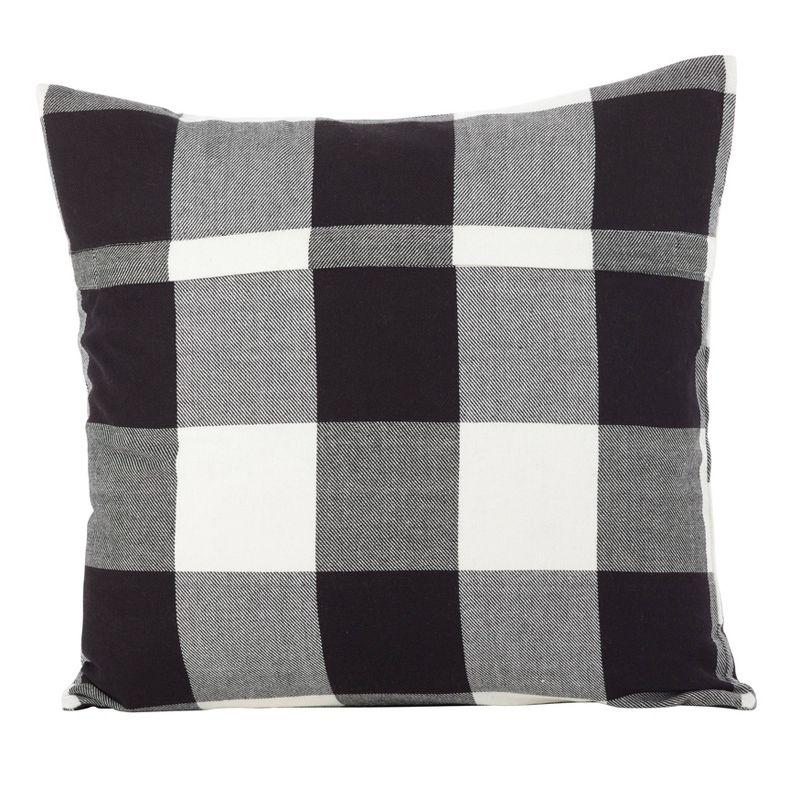 Saro Birmingham Collection Plaid Cotton Reversible Throw Pillow