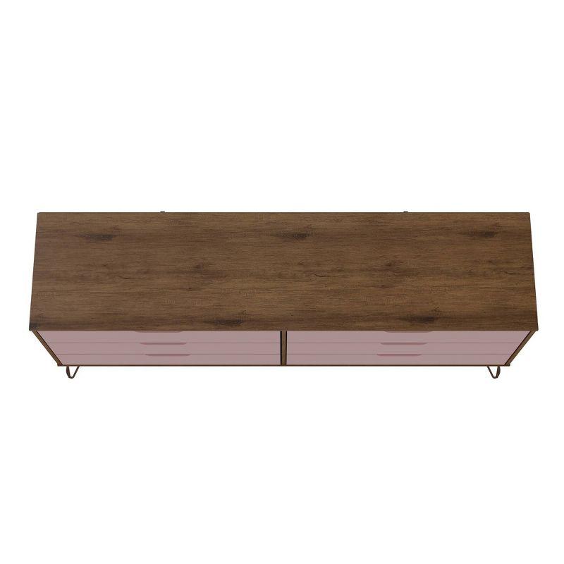 Rose Pink Double 6-Drawer Dresser with Hairpin Legs