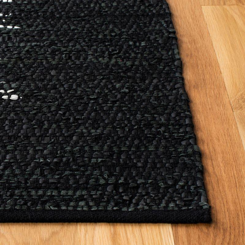 Vintage Leather VTL387 Hand Woven Indoor Area Rug - Light Grey/Black - 6'x6' - Safavieh.