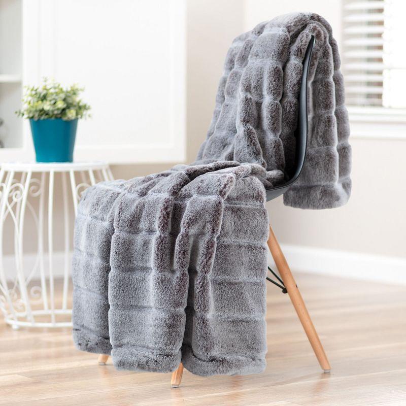 Chanasya Frost Tip Fur Throw Blanket - Reversible Mink Blanket