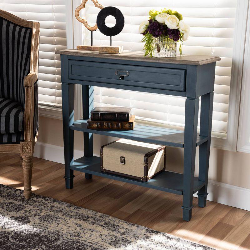 Baxton Studio Dauphine Spruce Finished Wood Accent Console Table Blue: Modern Entryway Furniture, Narrow Design