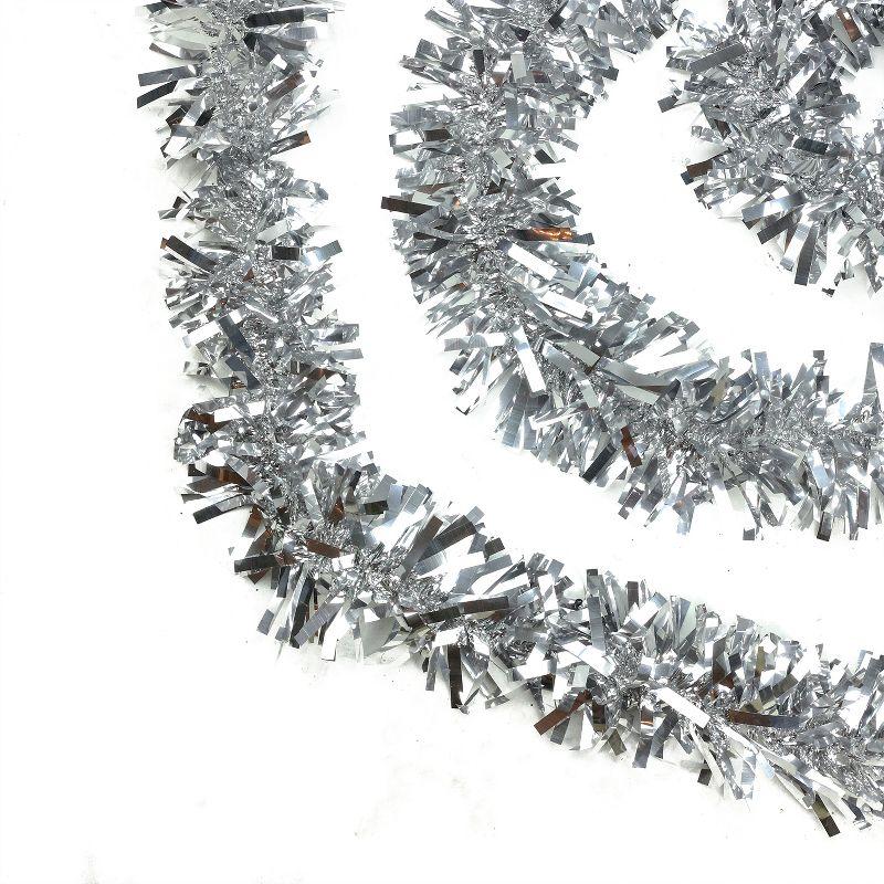 50' Shiny Silver Wide Cut Tinsel Christmas Garland