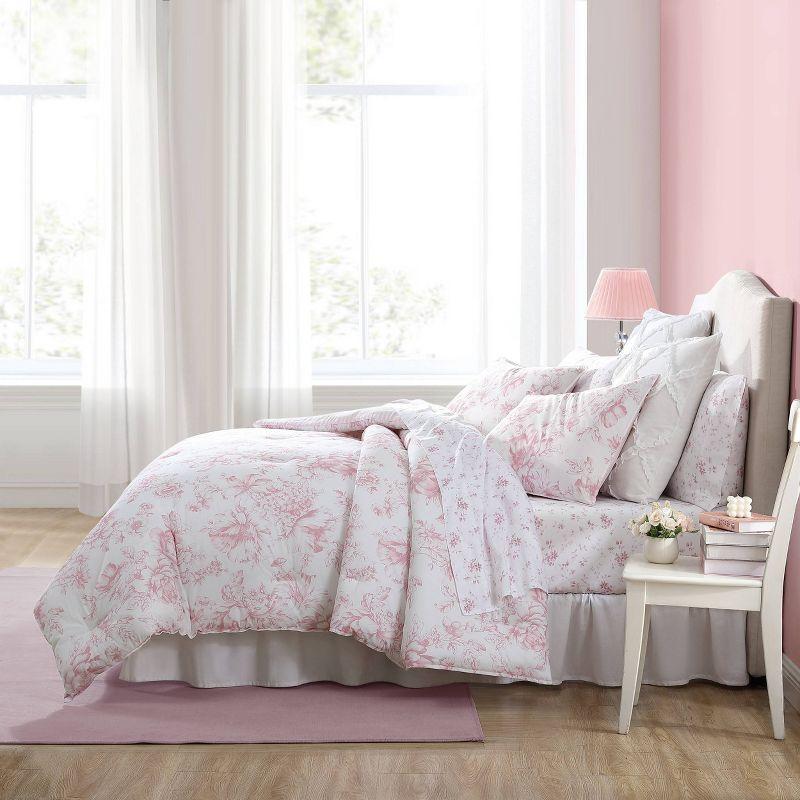 Laura Ashley Delphine Pink Cotton Reversible Comforter Set