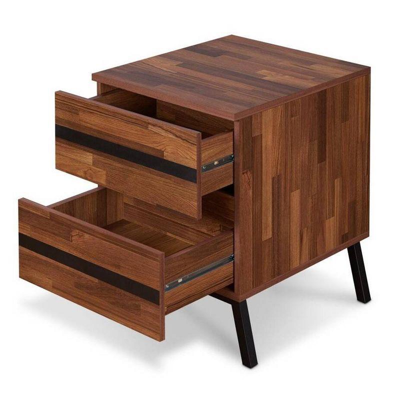 18" Karine Accent Table Walnut/Black - Acme Furniture: Modern Rectangular Side Table with Drawer & Tapered Legs